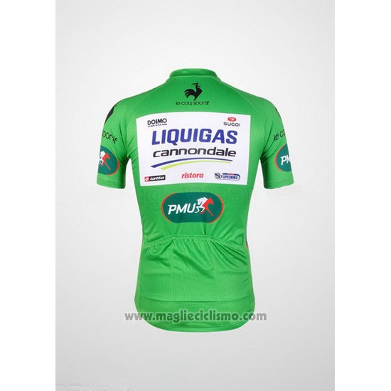 2012 Abbigliamento Ciclismo Liquigas Cannondale Bianco e Verde Manica Corta e Salopette